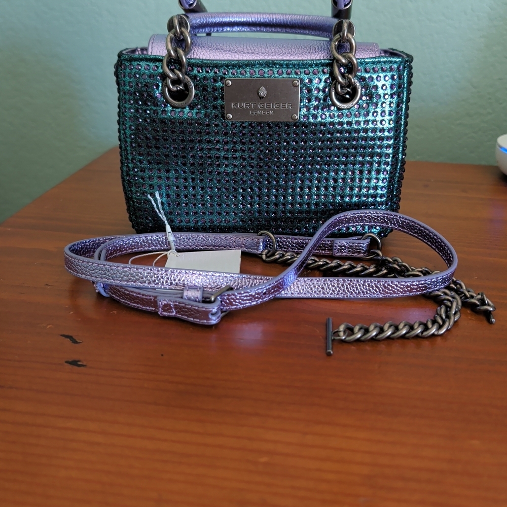 Kurt Geiger Lavender Iridescent Mini Chain Crossbody Bag